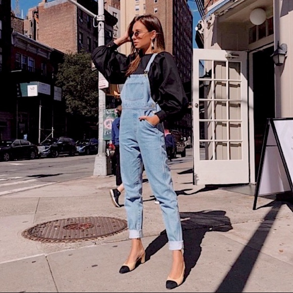 WeWoreWhat Basic Overalls in Light Wash